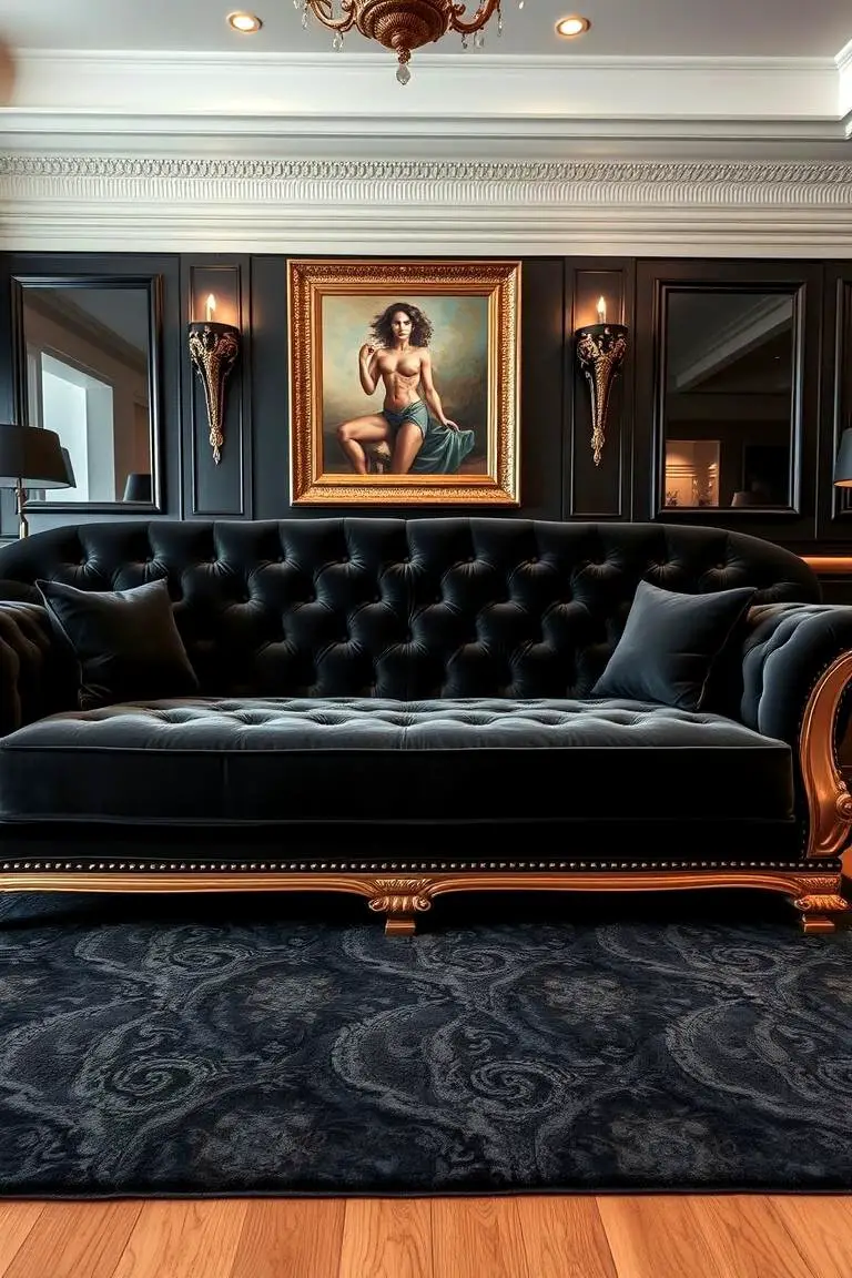Luxurious Velvet Black Seating