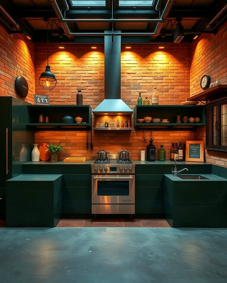 Industrial Edge with Dark Forest Green Concrete
