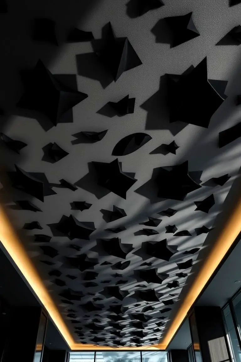 Sculptural Black Ceiling Art