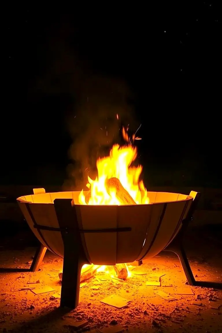 Rustic Fire Pit with Recycled Materials