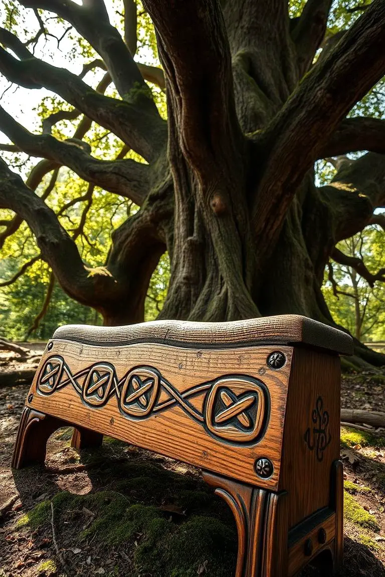 Engraved Wooden Bench with Charm