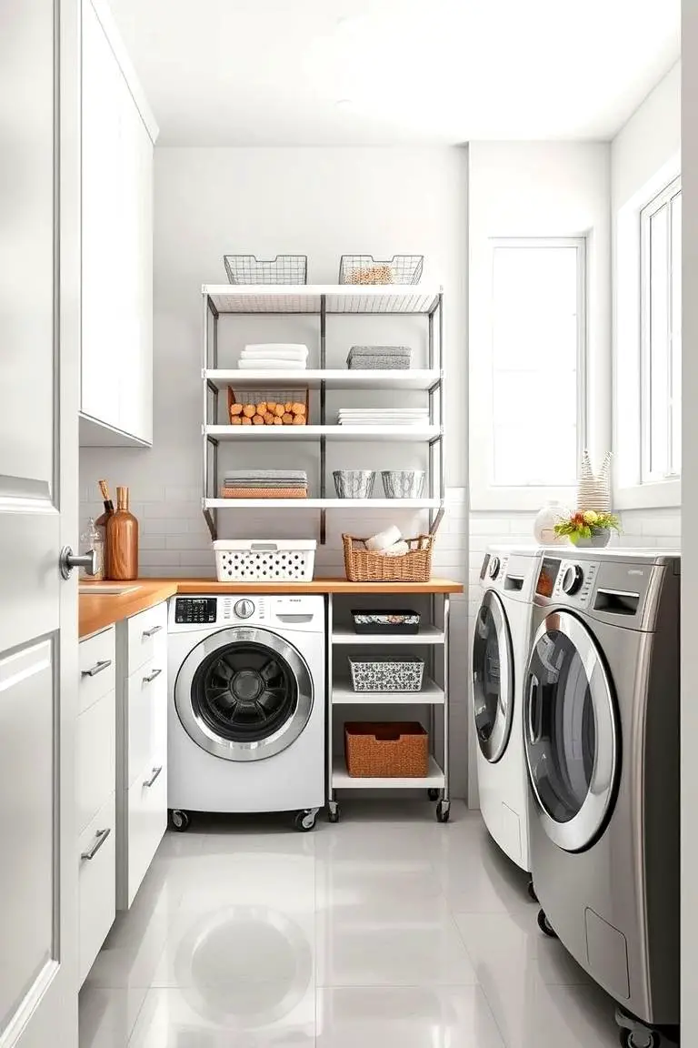 Rolling Laundry Shelf Units