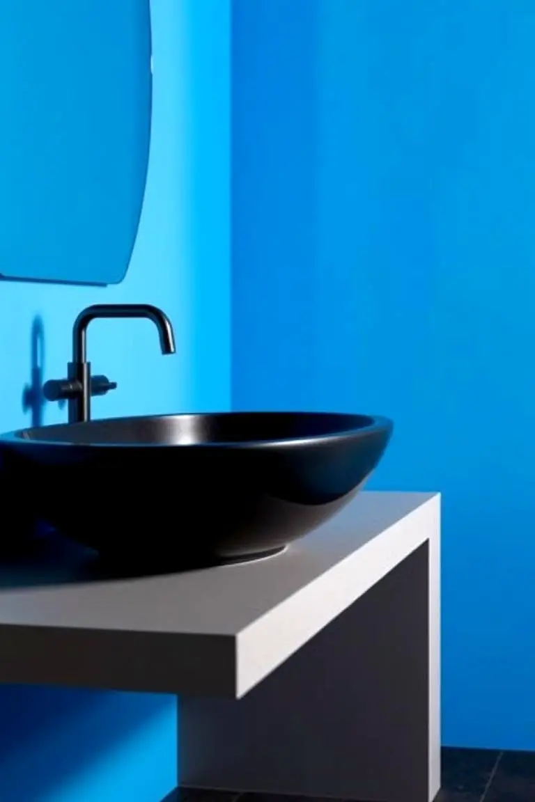 Statement Black Basin with Blue Backdrop