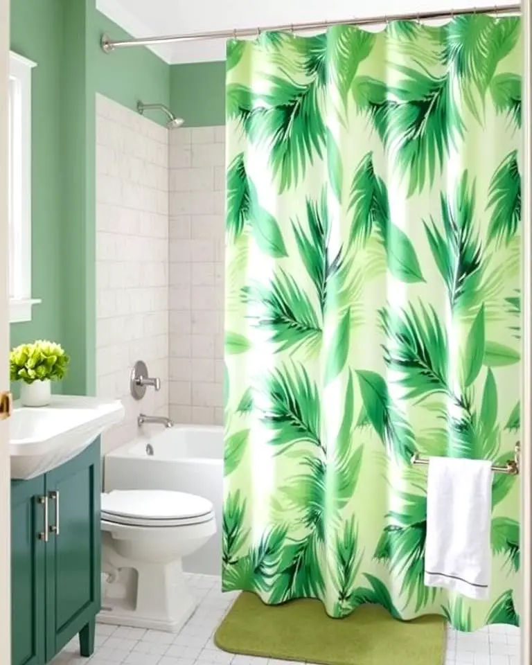 Green Shower Curtains for a Pop of Color