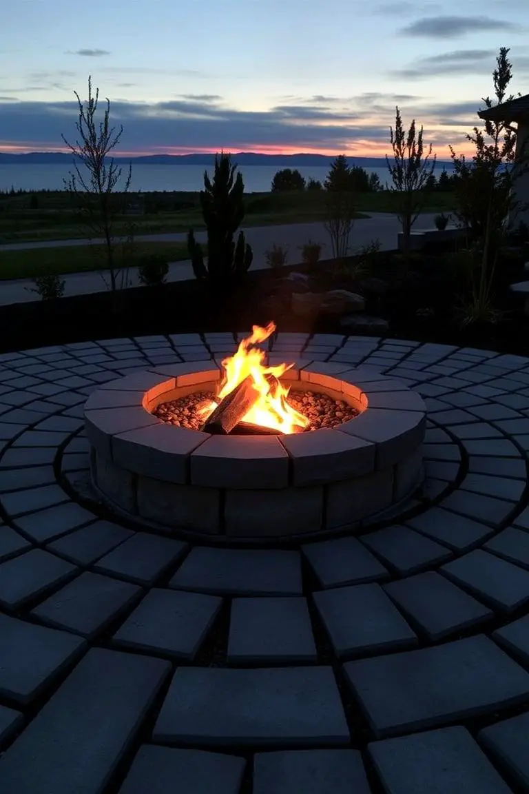 Fire Pit with Natural Pavers