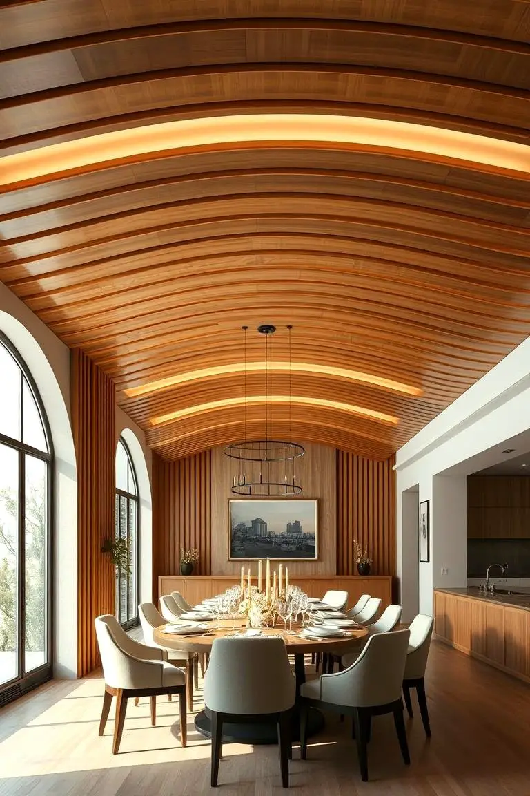 Curved Wood Slat Ceiling Detail