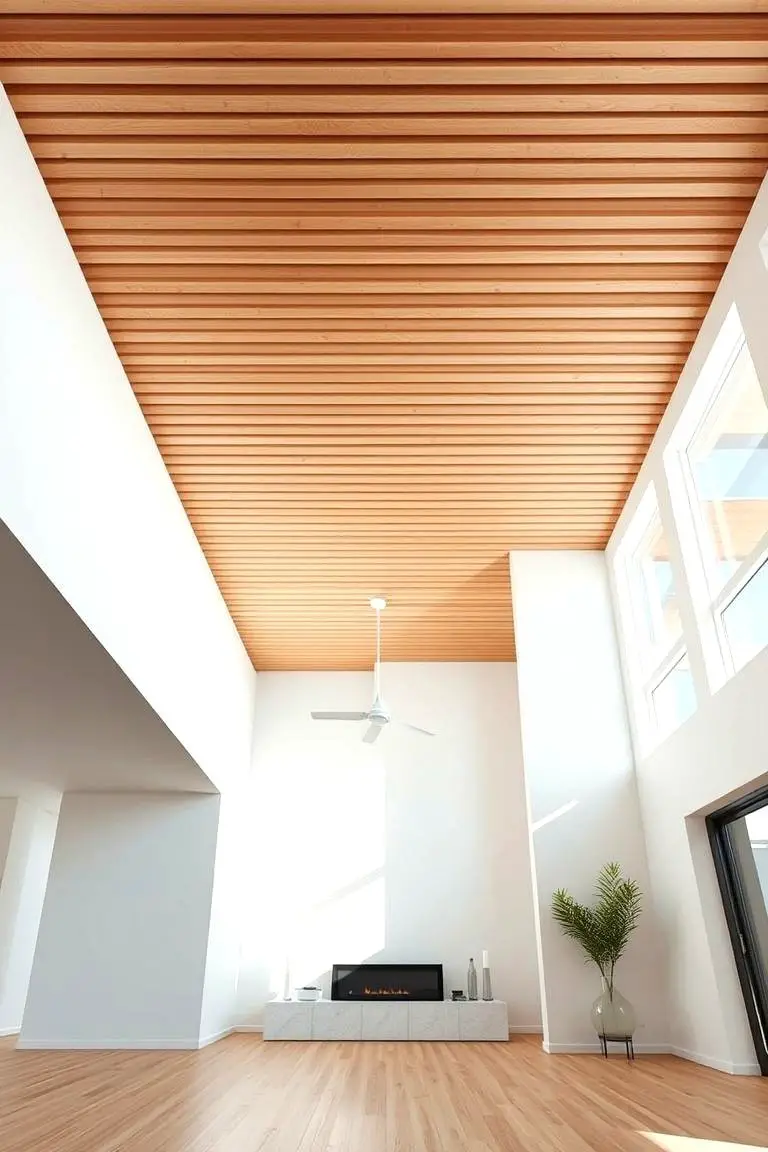 Minimalist Slatted Beam Ceiling