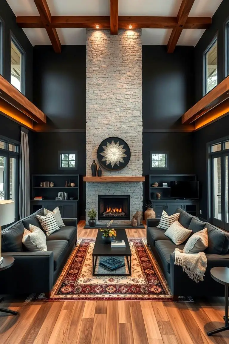 Inviting Black Family Room