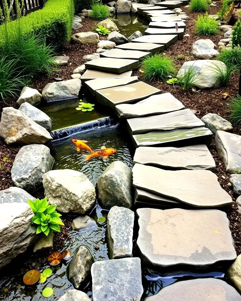 Stone Walkway with Water Features