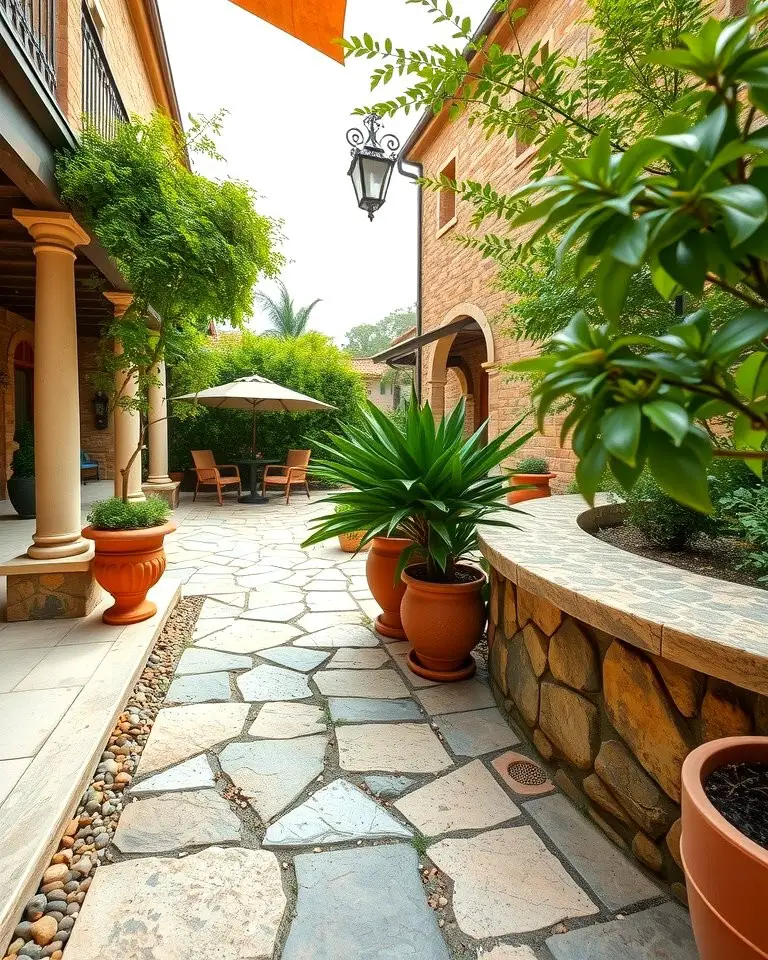 Stone Pathways and Pebble Accents