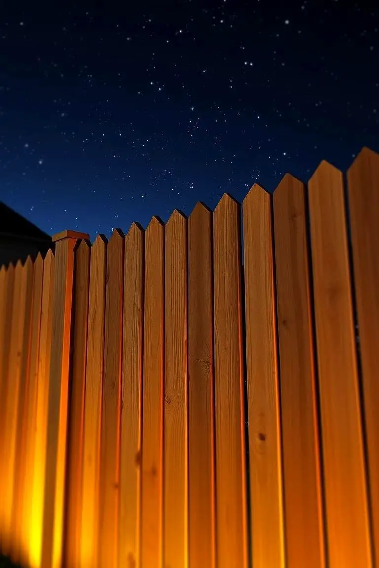 Cedar Fence with Integrated Lighting