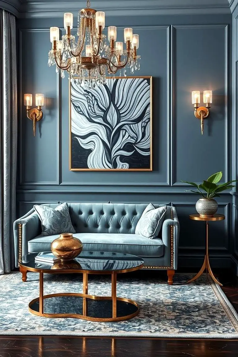 Art Deco Influence: Glamorous Blue-gray Touches