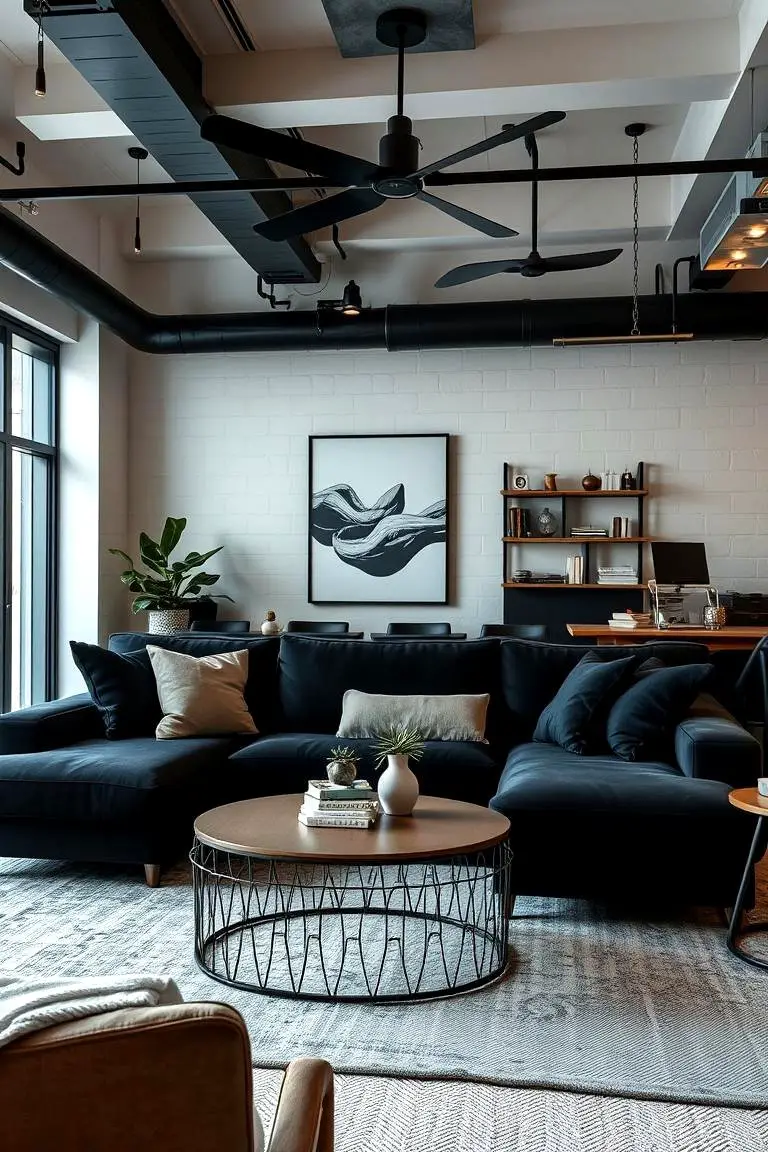 Chic Urban Retreat with Black Couch