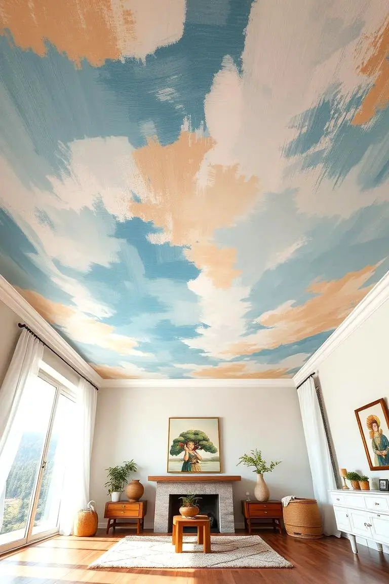 Artistic Hand-Painted Ceiling