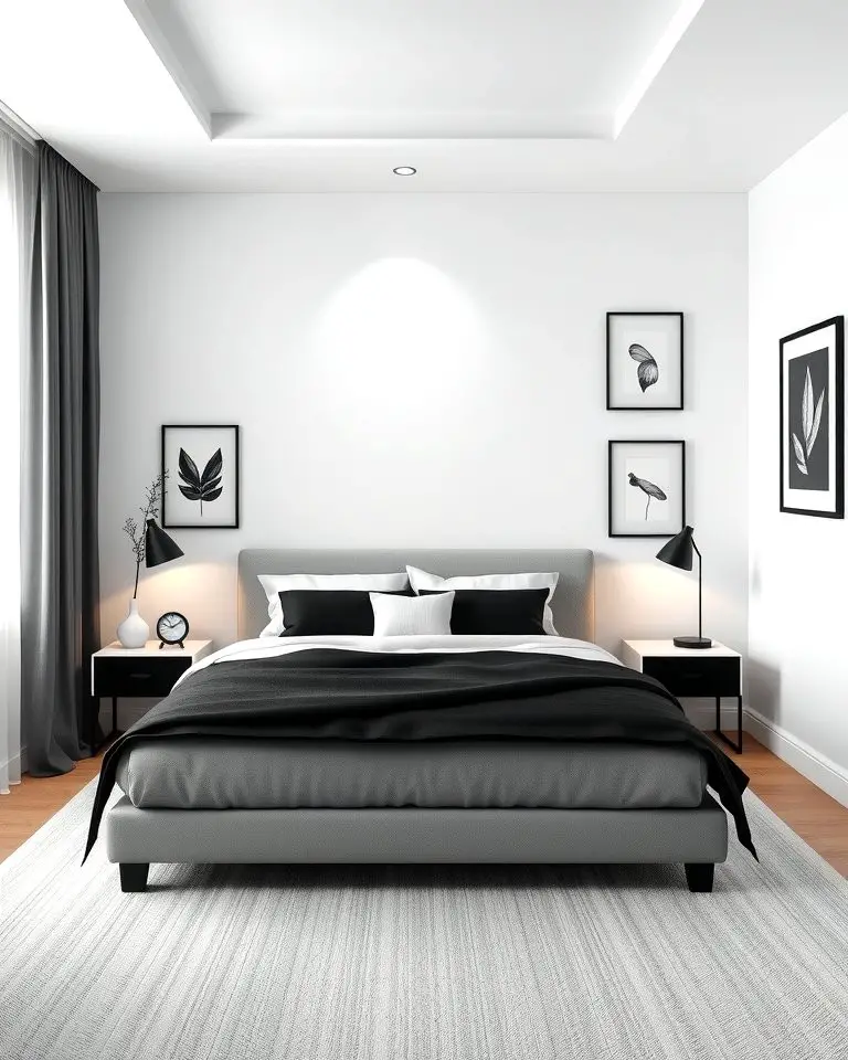 Crisp White Walls with Black Accents