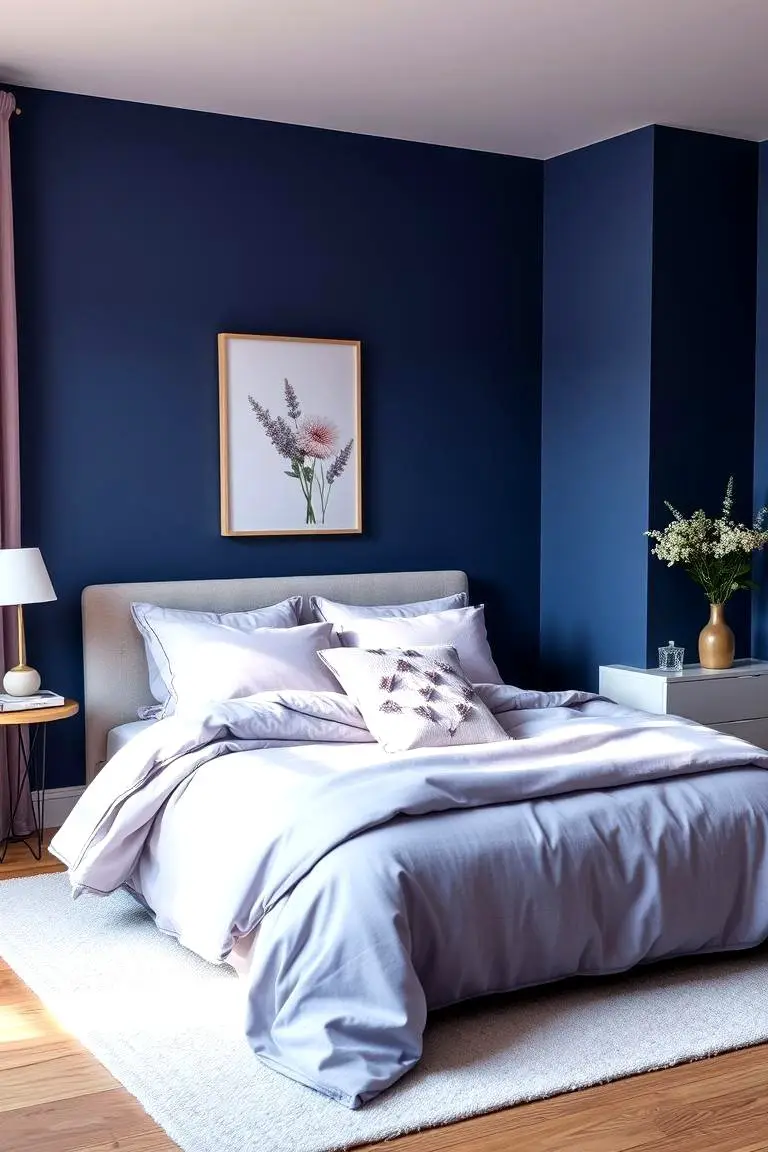 Navy Blue with Soothing Lavender