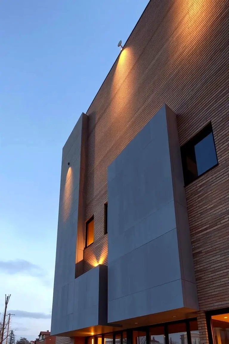 Dynamic Beige Brick with Architectural Flair