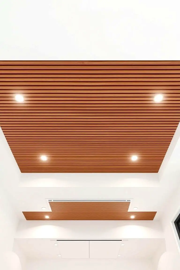 Contemporary Linear Wood Slat Ceiling