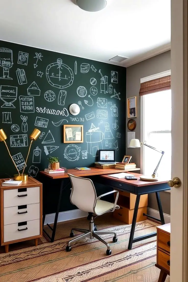 Eclectic Dark Green Study