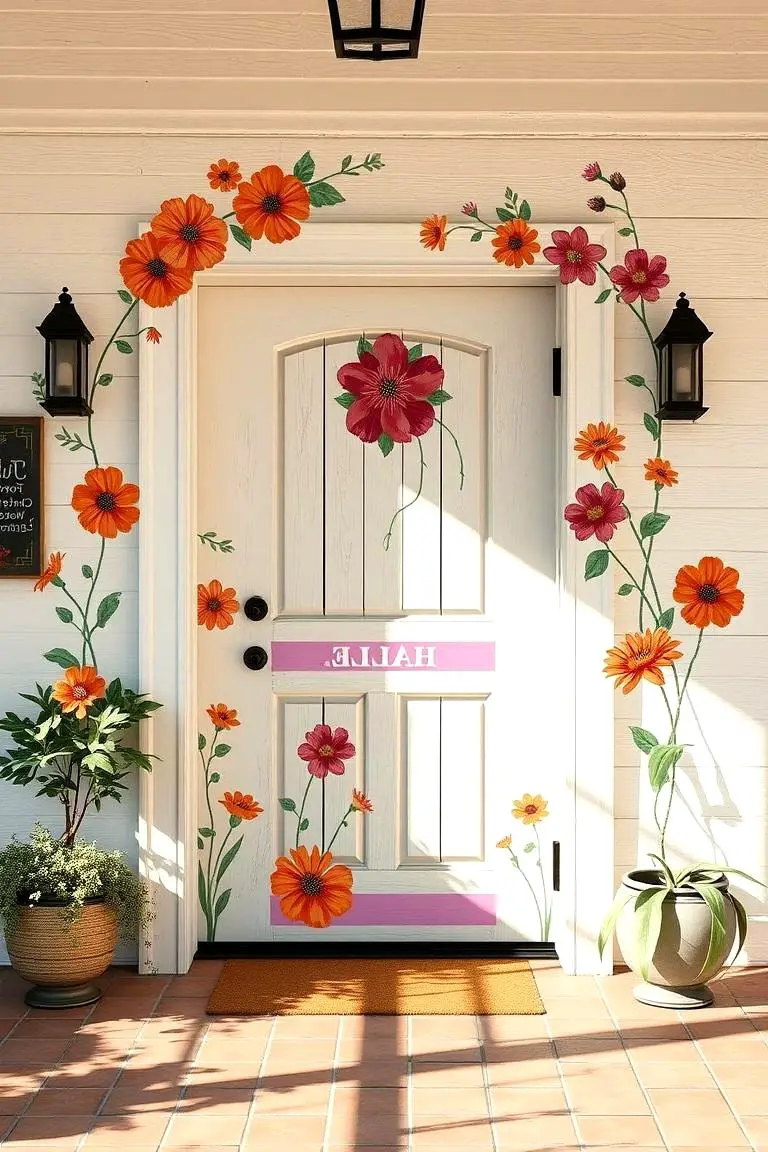 Hand-Painted Floral Door Design