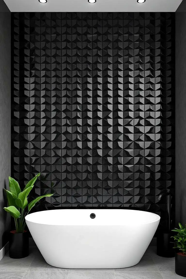 Artistic Black Tile Installations