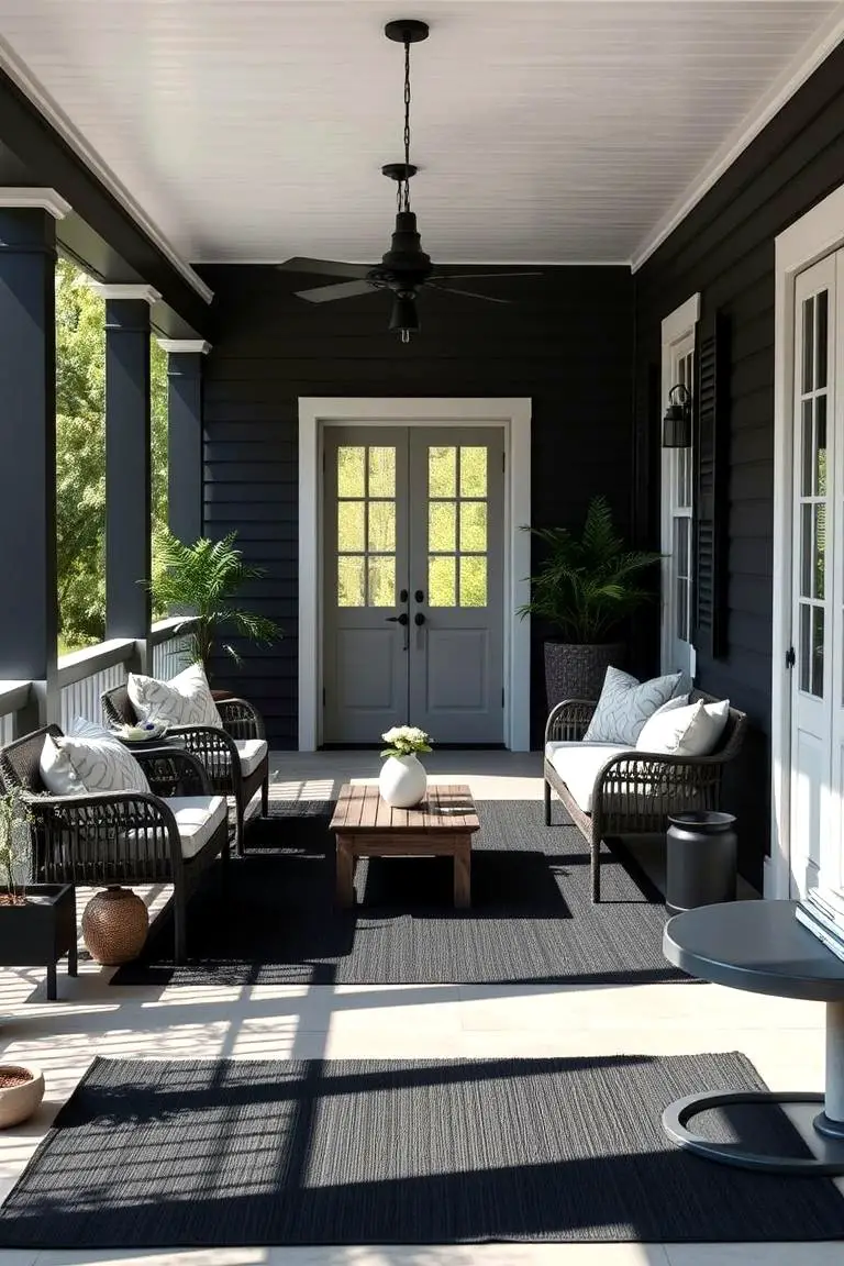 Black Outdoor Rug Touches