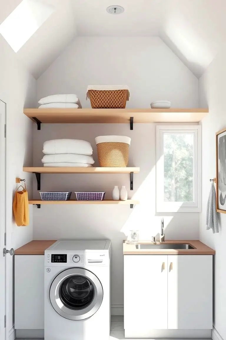 Overhead Loft Laundry Storage Shelves