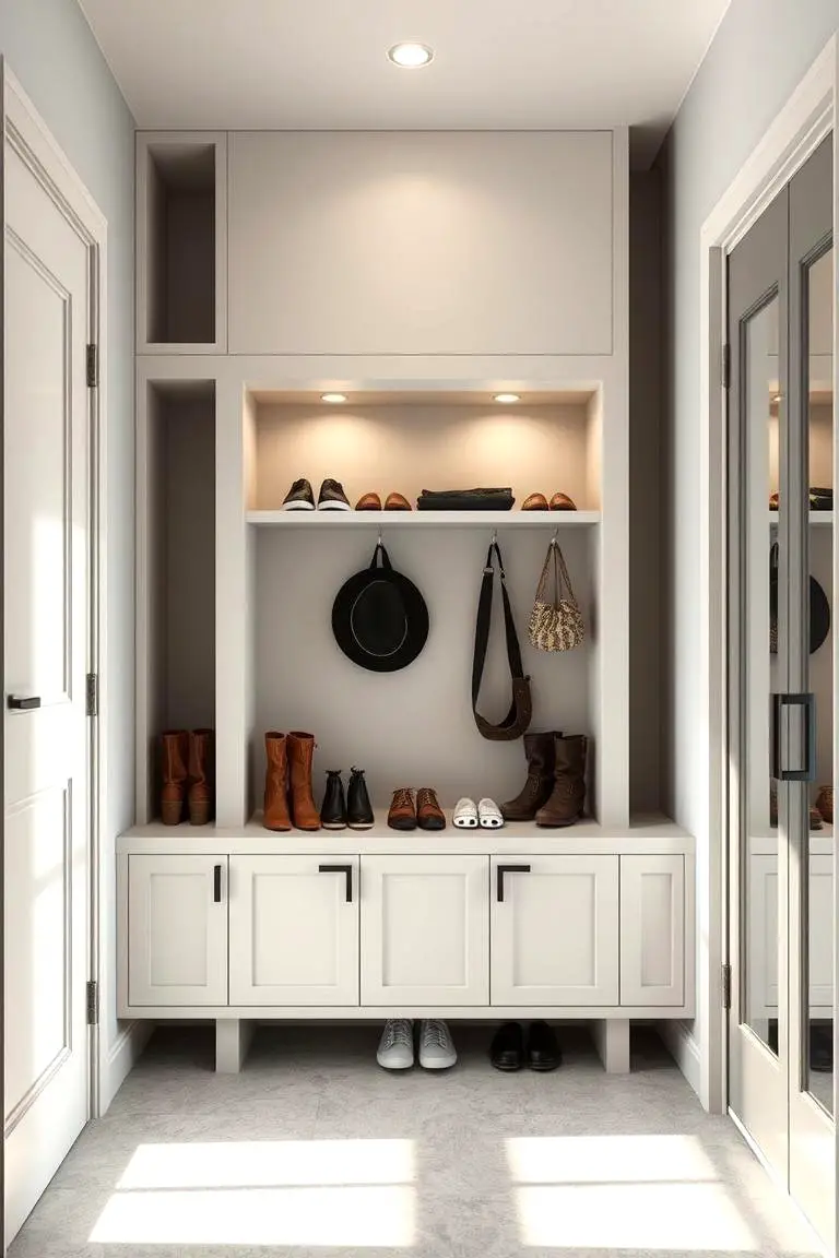 Recessed Shelving in Mudrooms