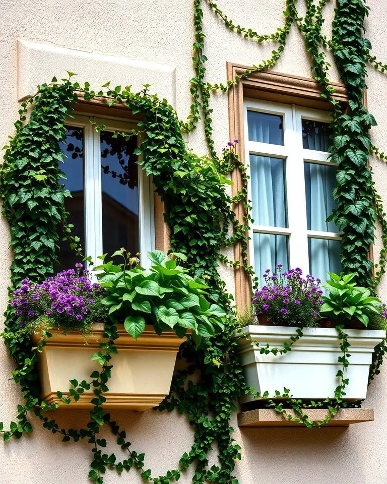 Window Boxes with Climbing Plants