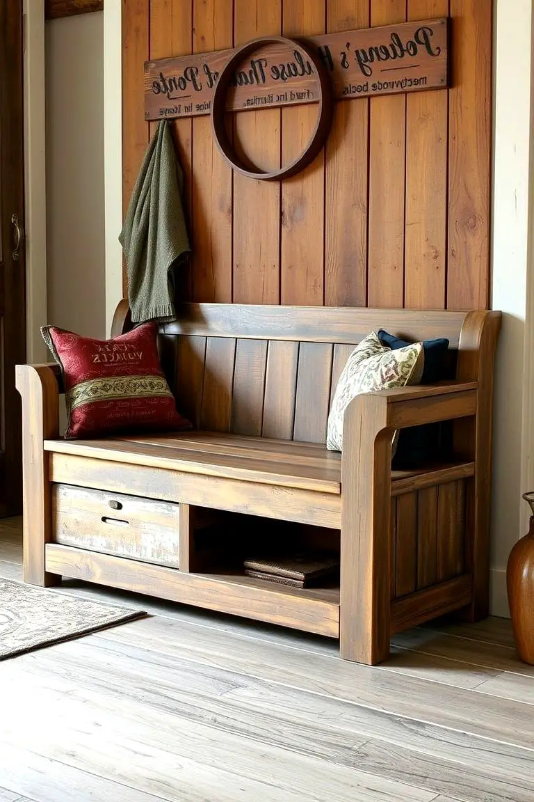 Weathered Distressed Wood Bench
