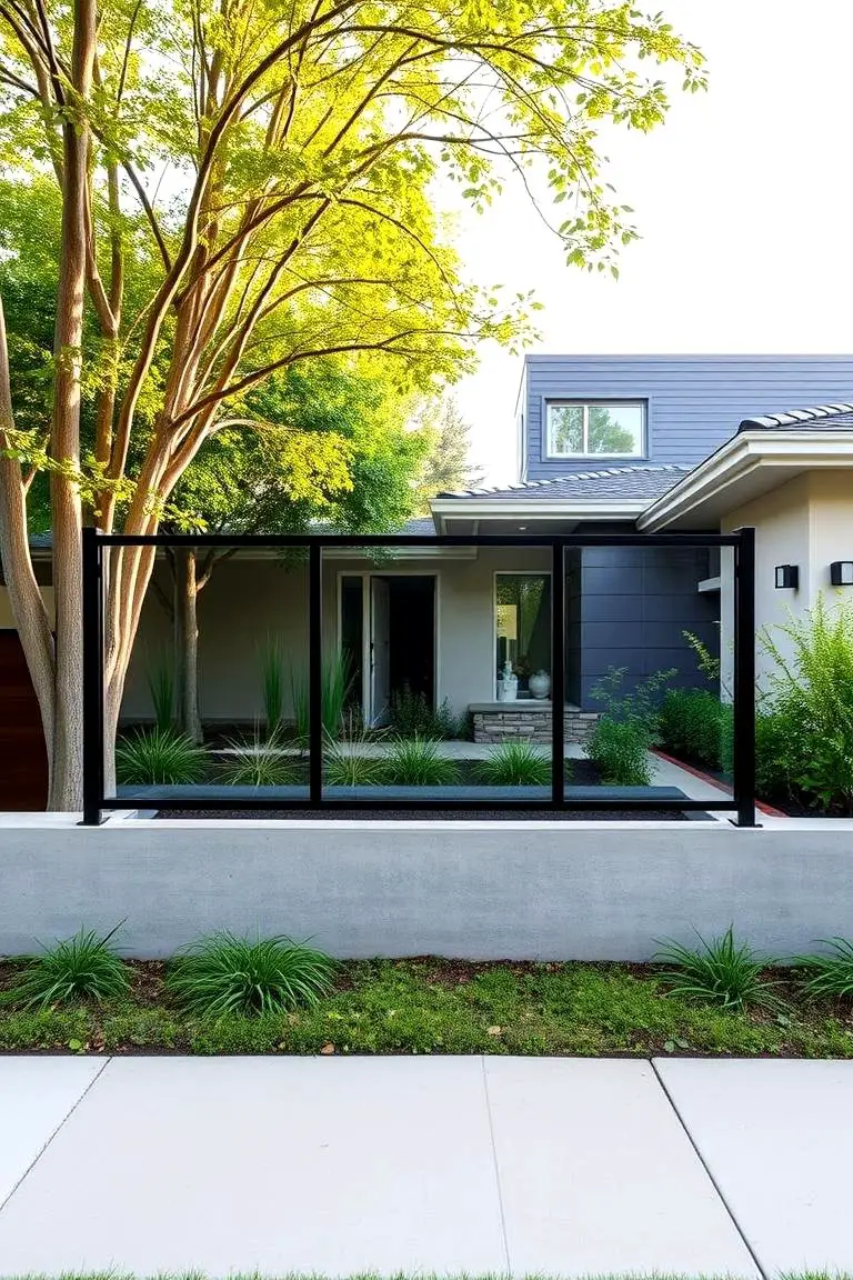 Sleek Glass Panel Fence