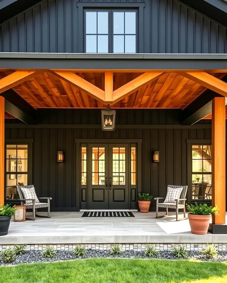 Black Exterior with Large Wraparound Porch
