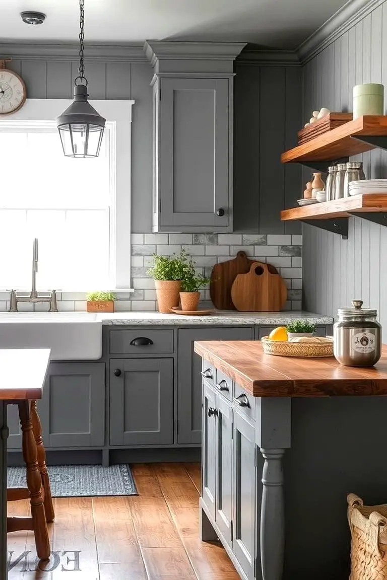 Rustic Charm: Blue-gray Farmhouse Finishes