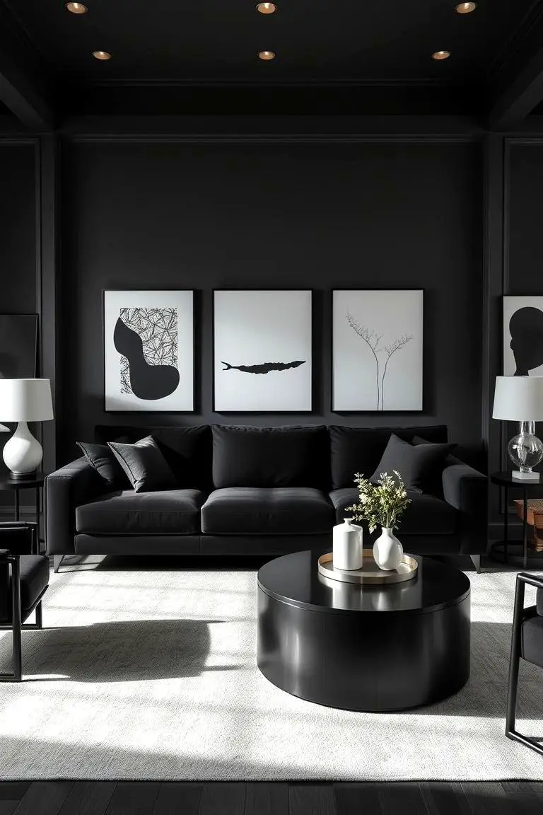 Dramatic Flair with a Statement Black Couch
