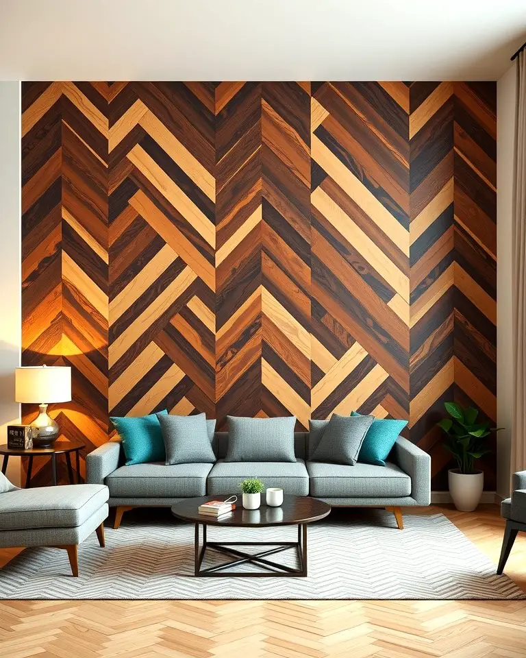 Chevron Pattern Wood Wall