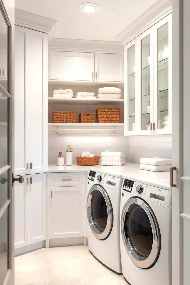 Glass-Front Cabinets with Adjustable Shelves