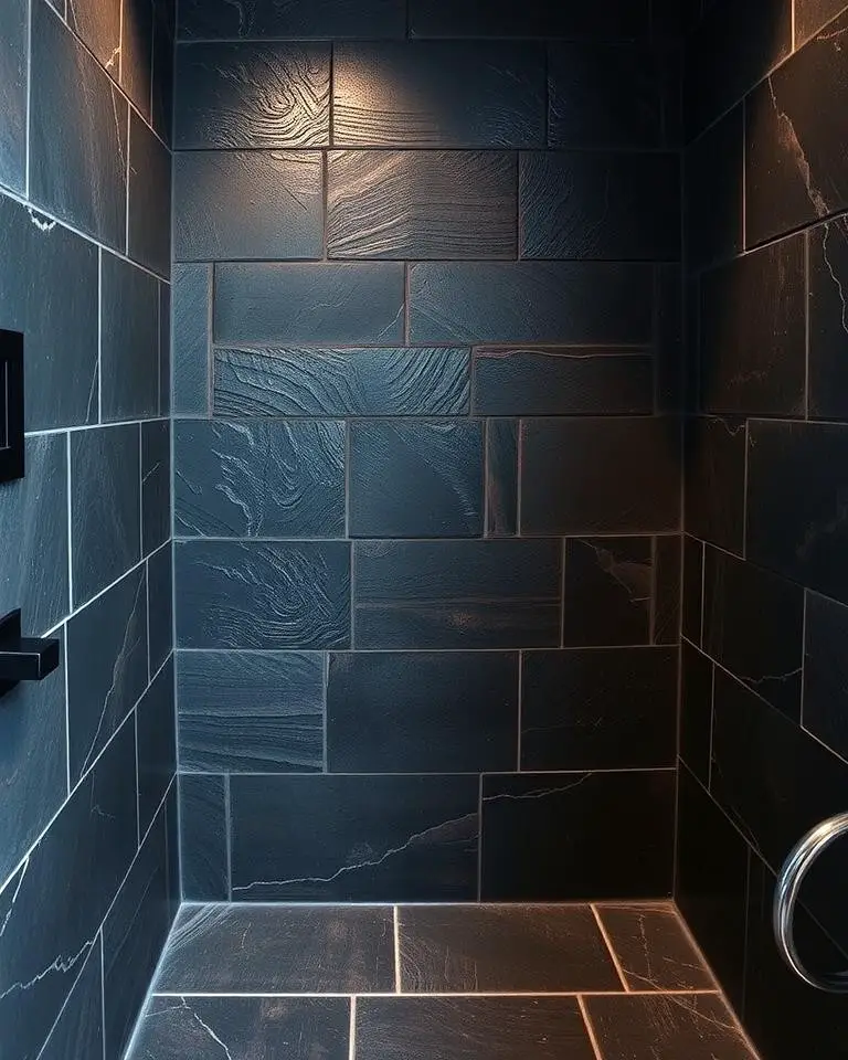 Dramatic Slate Shower Walls
