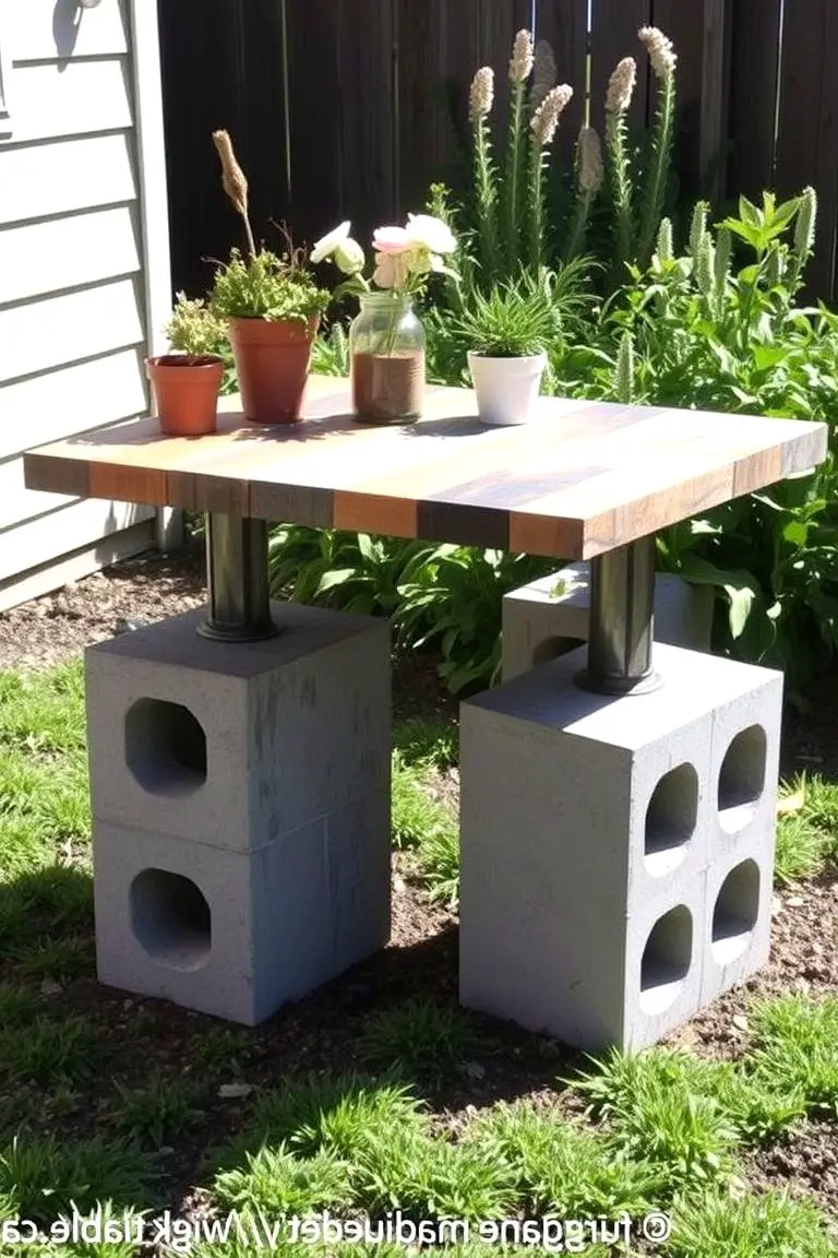 Cinder Block Garden Table