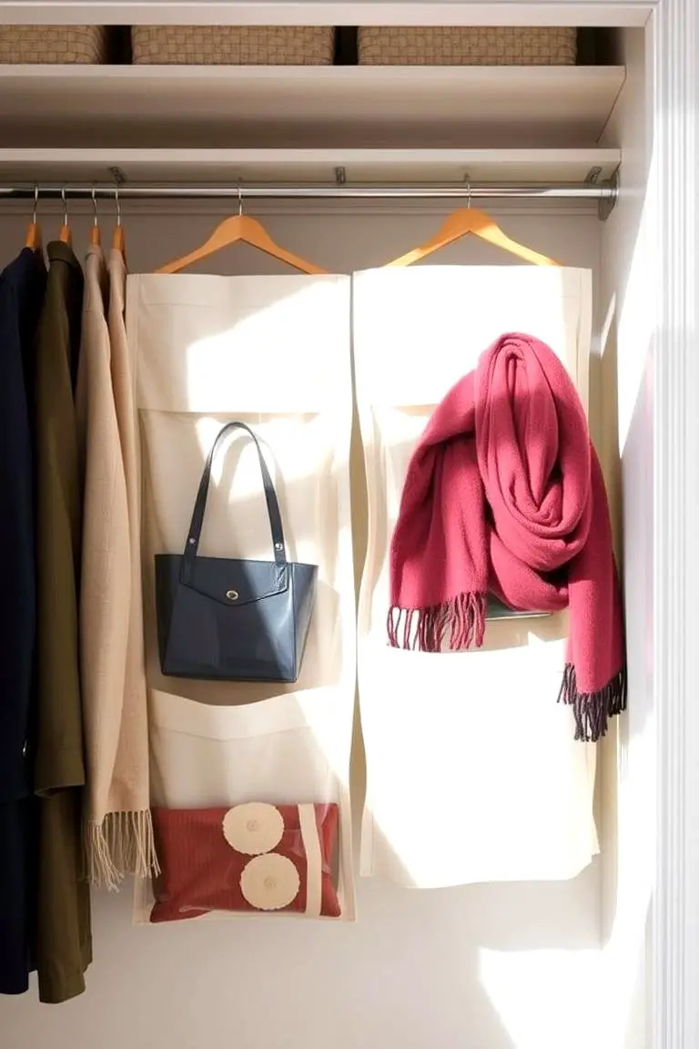 Utilizing Hanging Organizers for Bags and Scarves