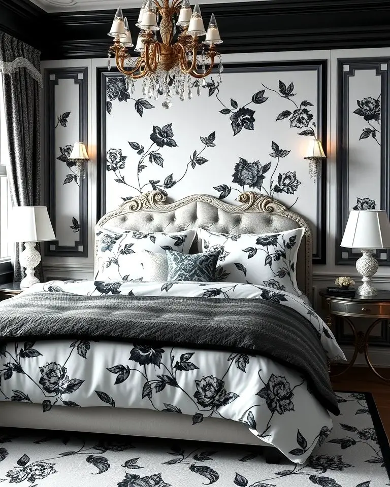 Black and White Floral Accents
