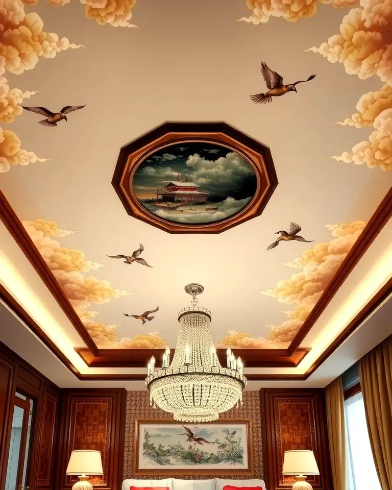 Chinoiserie-Inspired Ceiling Design