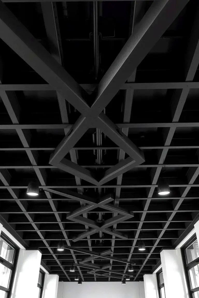 Bold Black Industrial Grid Ceiling