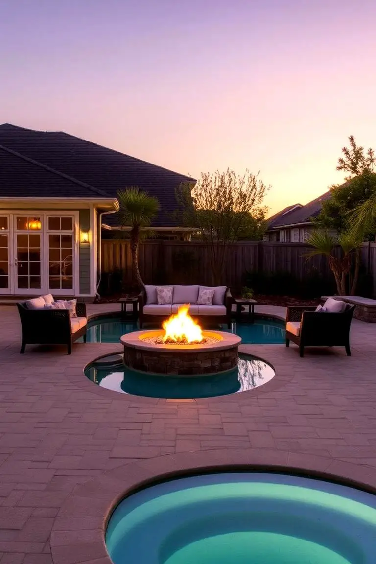 Backyard Fire Pit Pool Area