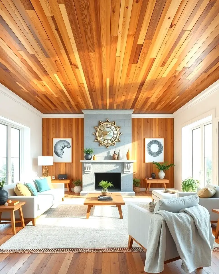 Honey-Toned Wood Ceilings for Natural Warmth