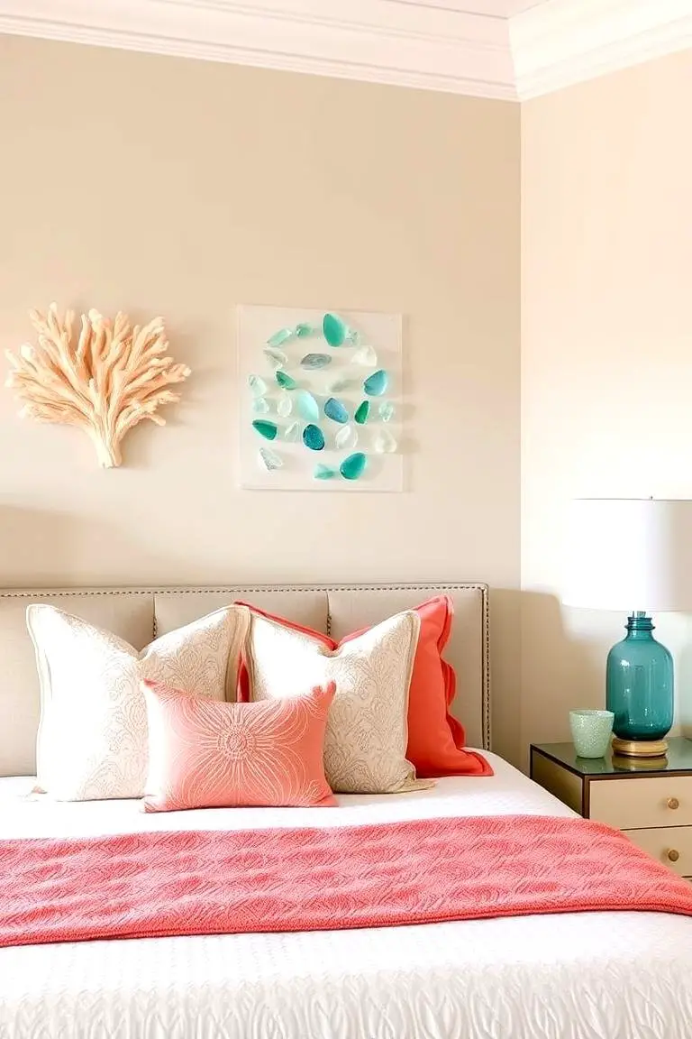 Coral and Sea Glass Accents