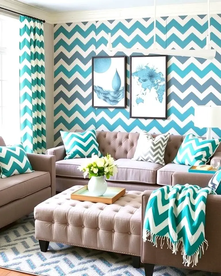 Teal and Grey Chevron Accents