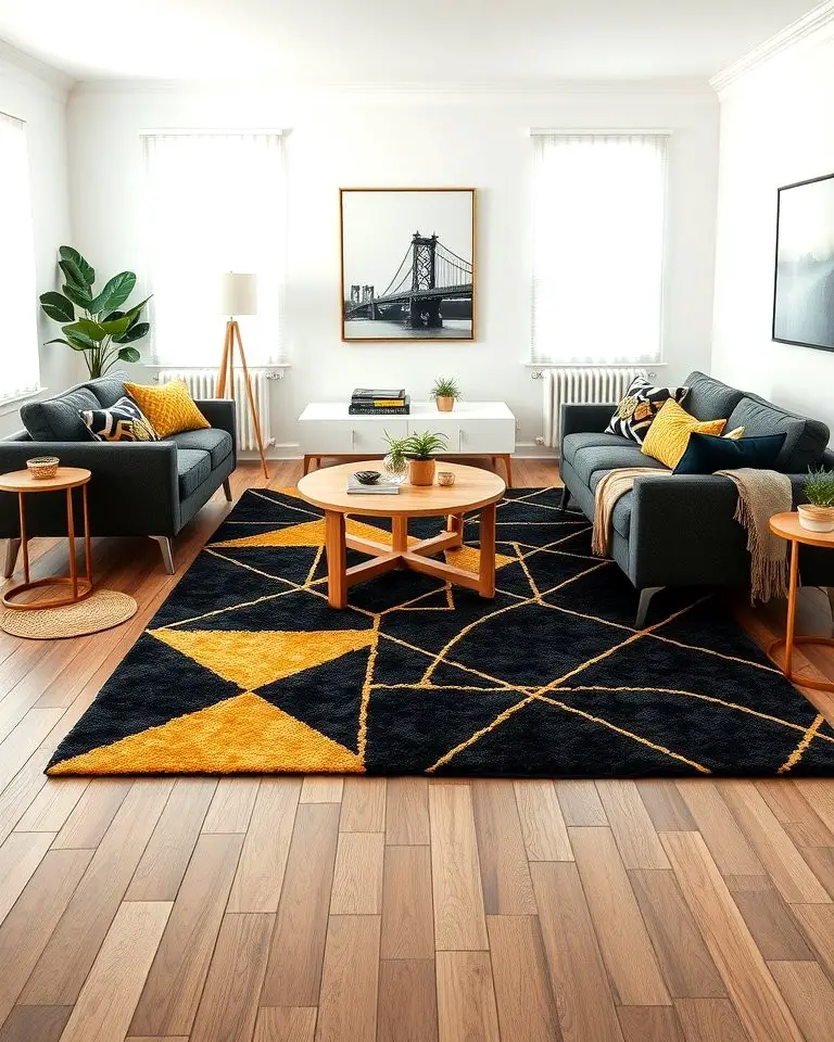 Gold and Black Geometric Rugs