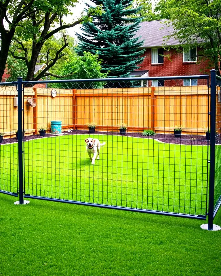 Chain-Link Dog Fence with Privacy Slats