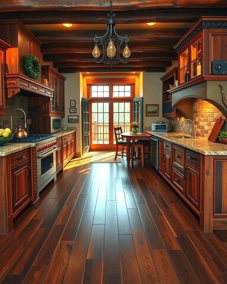 Rustic Charm with Dark Wood Floors