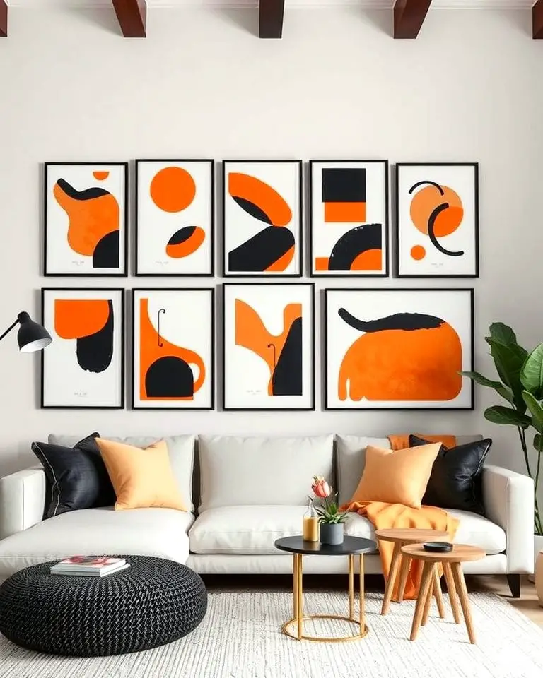 Black and Orange Gallery Wall
